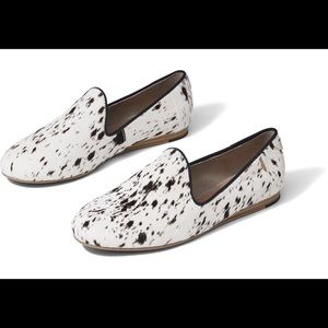 TOMS, the Darcy Spotted Cow Print Flat Loafers